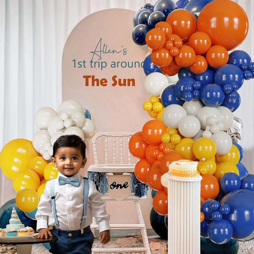 136 Stück Retro Blau Orange Ballonbogen-Set Hier kommt der Sohn Ballons Perfekt für Sonnenschein Babypartys Geburtstage Partydeko