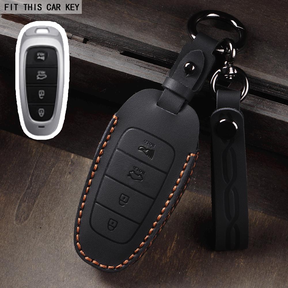 Schlüssel Lederetui Schlüsselanhänger für Hyundai Santa Fe Tucson 2022 NEXO NX4 Atos Solaris Prime 2021 Autoschlüsselabdeckung Schale