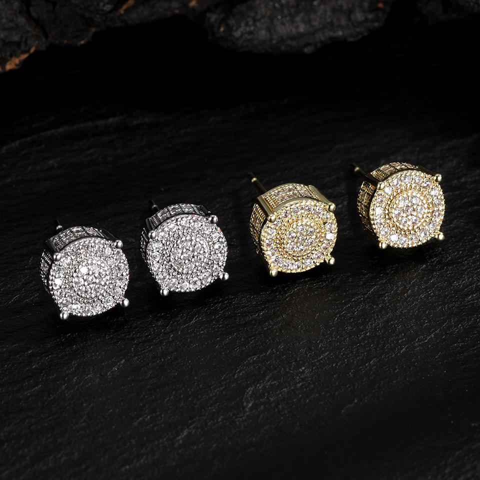 ZAKOL Gold Kupfer Farbe Iced Out Runde Ohrstecker für Damen/Herren Klarer Zirkonia Hip Hop Trend Piercing Ohrschmuck Großhandel