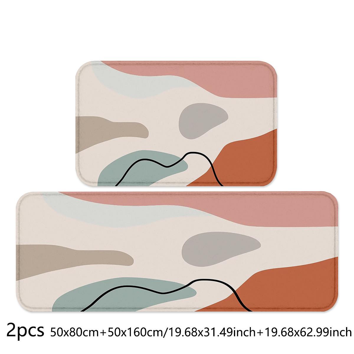 

Абстрактный ковер Morandi Thickened Flannel для кухни 50x80 см + 50x160 см Ковры для кухни, прачечной, спальни, кровати и дверного проема для украшения дома 50x80cm+50x160cm