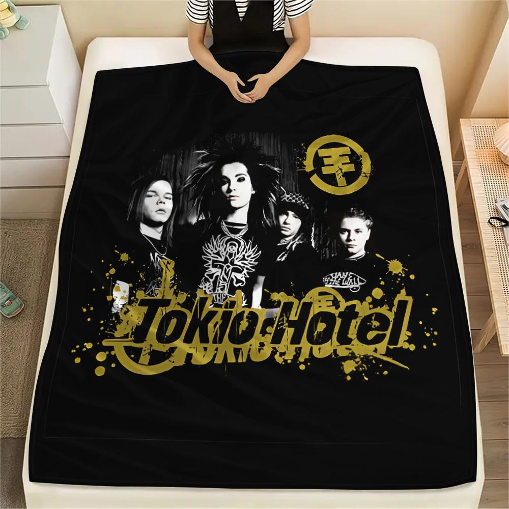 1PC Tokio hotel Print Flannel Blanket, High quality All Seasons, Home Decor, Warmth and Comfort, Perfect for Christmas Gifts