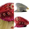 Fashionable Rhinestone Rivet Studded Marine Cap for Women Teens with Sparkling Design for Theme Parties and Festival