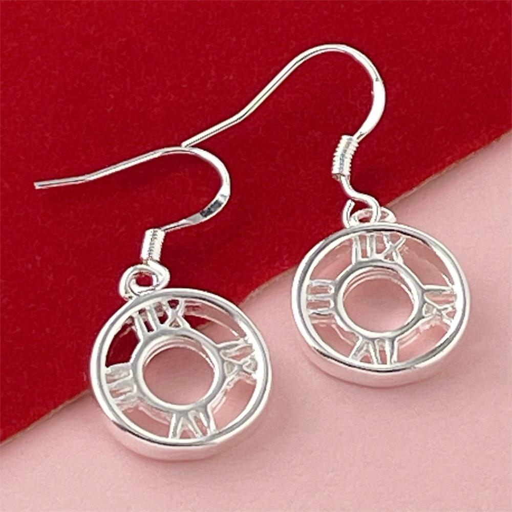 925 Sterling Silver Round Roman Earrings for Women Engagement Party Jewelry Gifts