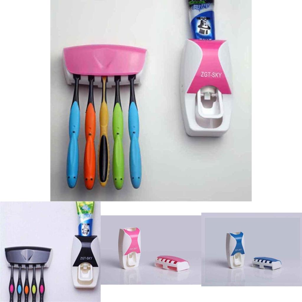 Automatic Lazy Toothpaste Dispenser And Toothbrush Holder Wall Mount Stand For Adults And Children