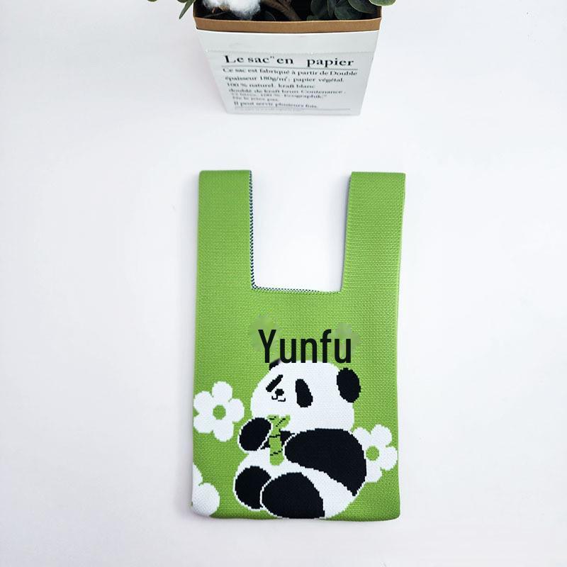 Gestrickte Handtasche im chinesischen Stil mit Riesenpanda – süße, gewebte Souvenir-Geschenktasche