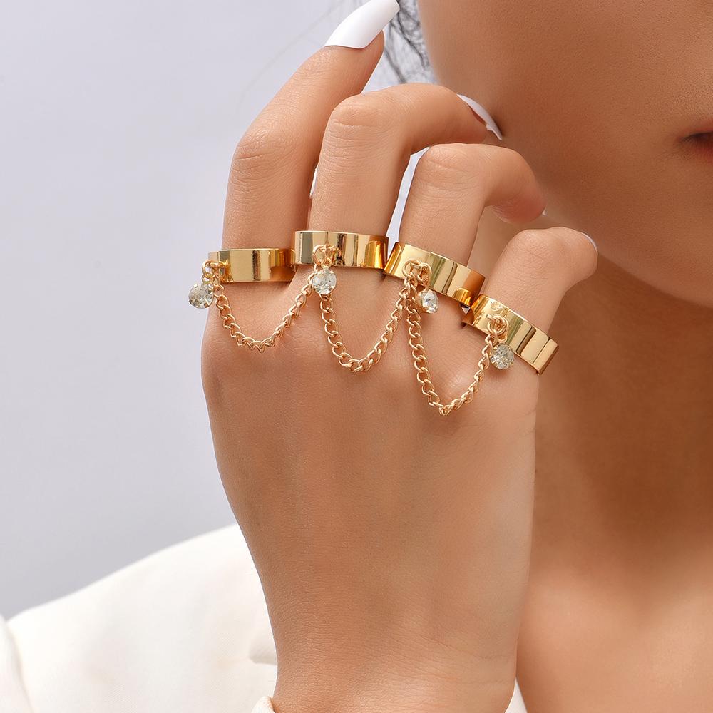 Braccialetto Anello Mano Delicato Placcato Oro Catene a Maglia Fatte a Mano Braccialetti a Pettorina Gioielli per Mano da Donna Regalo Trendy