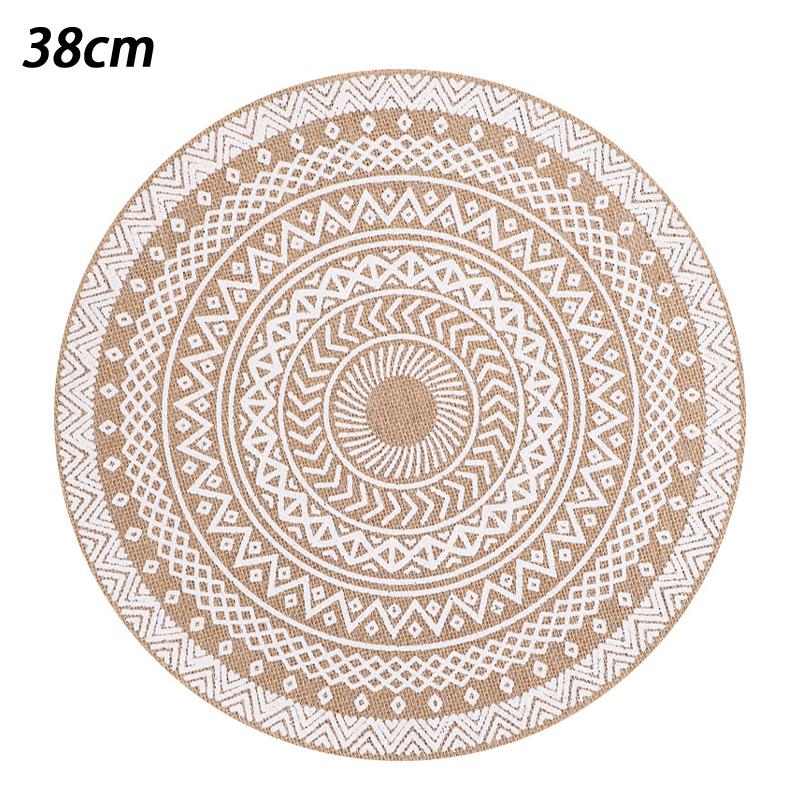 Boho Mandala Round Placemats Heat-Resistant Linen-Cotton Table Mats Washable Non-Slip Dining Decor