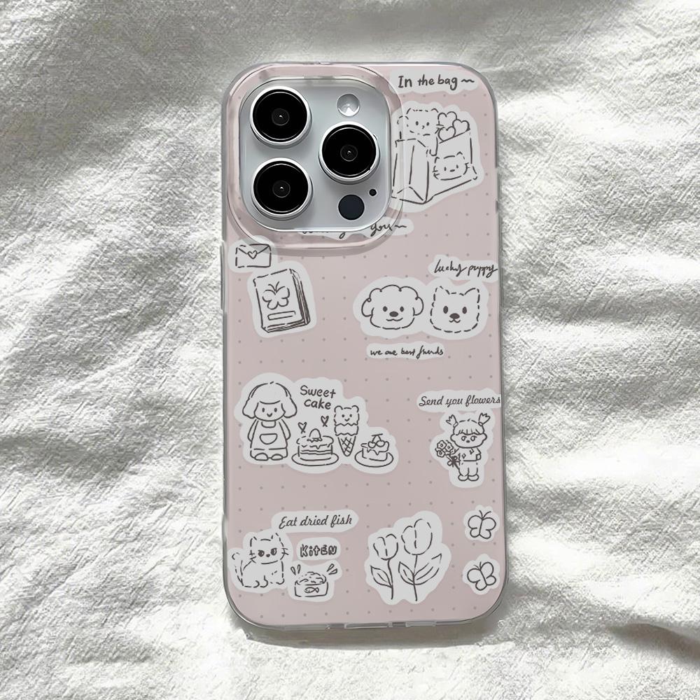 Painted Phone Case for iPhone 12 13 15 16 iPhone 16 12 13 14 15 Pro  14 15 16 Pro Max Coverage Shockproof Anti-Fingerprint Fresh Style Protective Case
