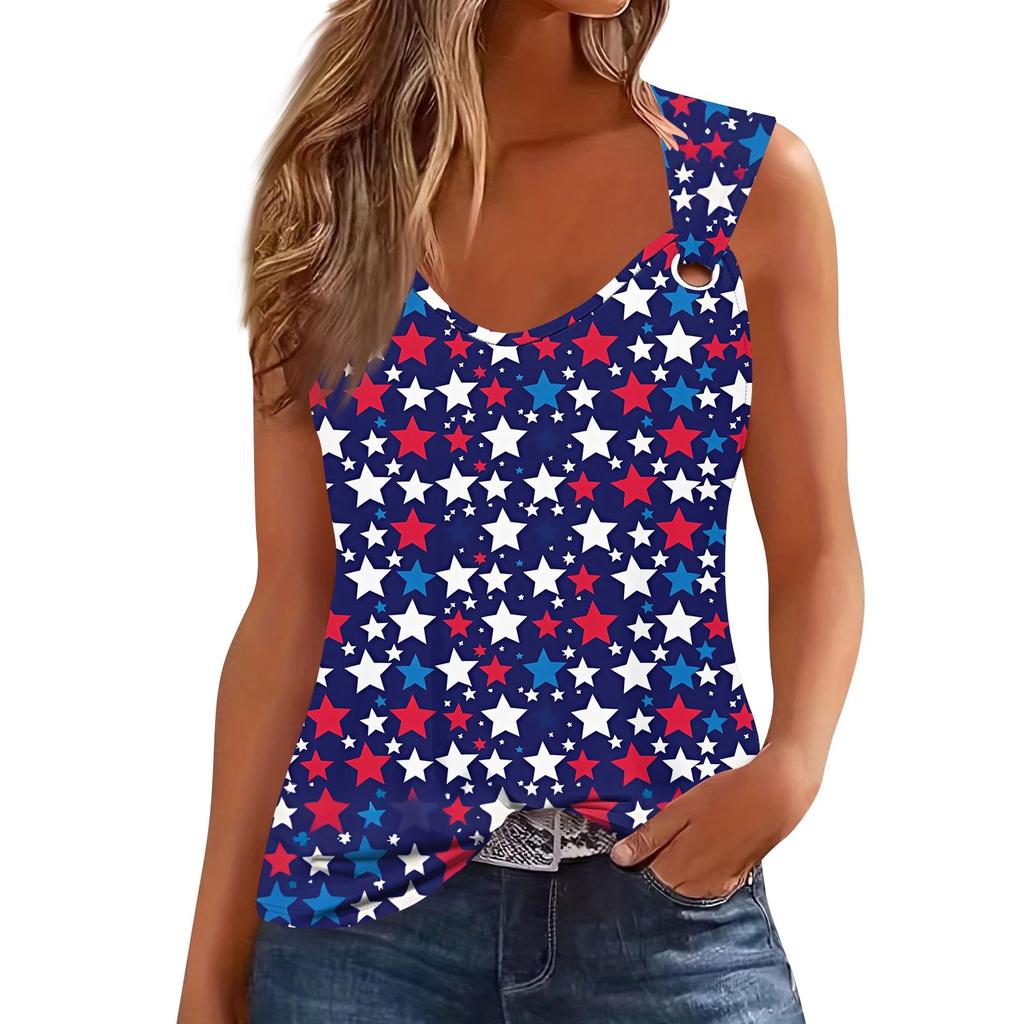 Womens Tank Top V Neck Basic Printed Casual Flowy Sleeveless Deep Side Cut Tops For Women
