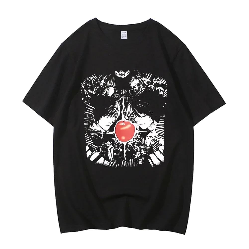 Koszulka Death Note Misa Amane & Rem Gotycka Anime, Unisex Psychologiczny Thriller Manga Streetwear Tee, Bawełniany Casualowy Top z Krótkim Rękawem 100%