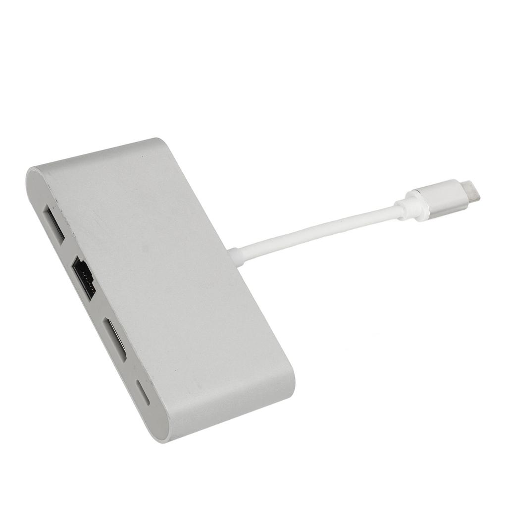 USB C Hub Aluminum Alloy 4 In 1 Multi Port Adapter Splitter with Type C USB 3.0 Gigabit LAN RJ45 HD