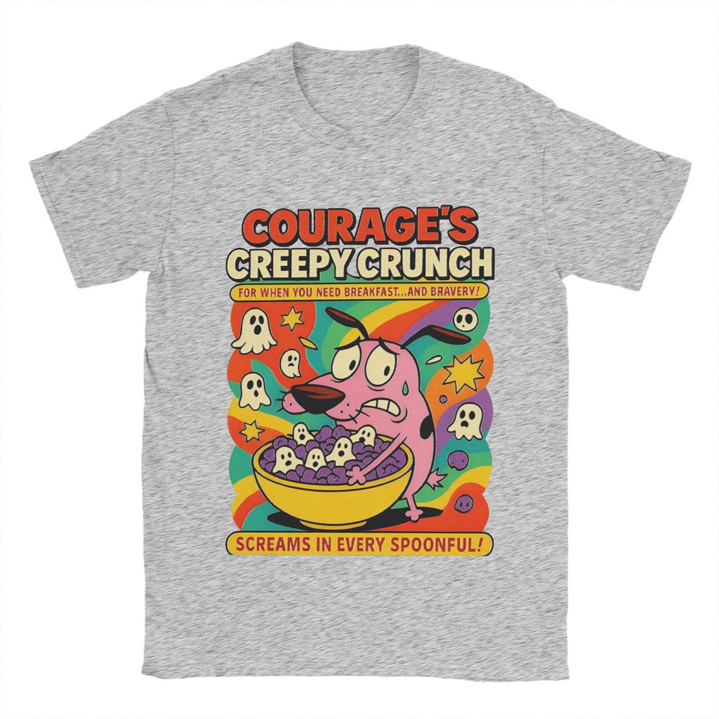 Courage Dog  100% Cotton T-Shirt For Men Beach  Vintage T Shirts O-Neck Hipster Tees Plus Size Wholesale Clothes