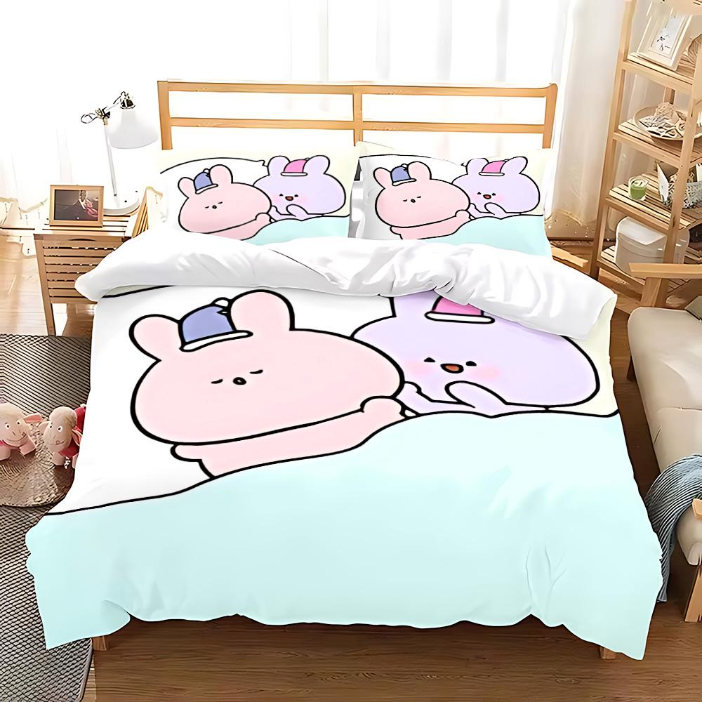 Śpiący Uroczy Asamimi Kwadratowe Zestawy Pościeli Kołdra Pokrowiec na Łóżko Kołdra Pokrowiec na Kołdrę Poszewka na Poduszkę Zestawy 3szt Dekoracja Sypialni Dziecięcej i Dorosłej