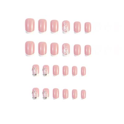 24pcs Nail Pieces Wearable Nails Ice Transparent False Nails