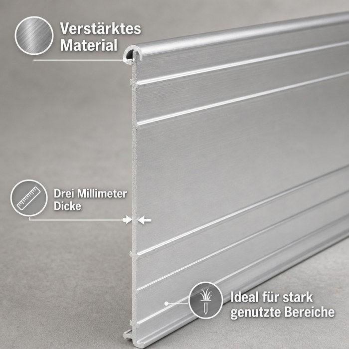 Bordure de gazon en aluminiumminium ultra renforcée 24 cm hauteur, 5 pièces de 1 m, épaisseur 3 mm