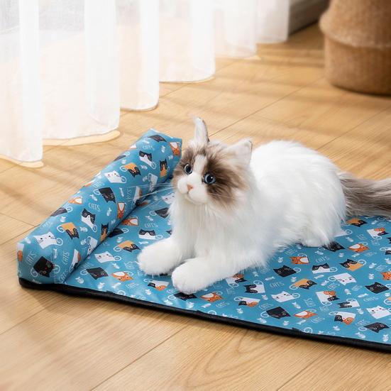 Pet Cooling Mat Lovely Patterns Wear Resistant Ice Silk Cartoon Print Pet Dog Cat Cooling Mat Pet Supplies