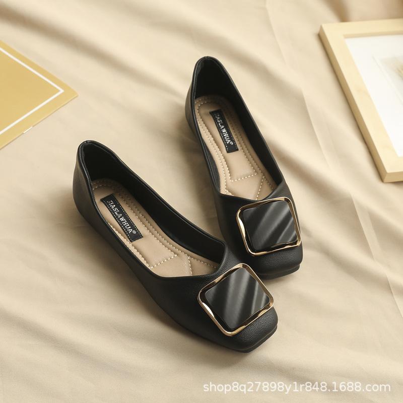 

Неглубокие туфли-бини, одинарные туфли, женские французские балетки на мягкой подошве, 2025, новая летняя обувь большого размера для женщин 41-43 33 чёрный