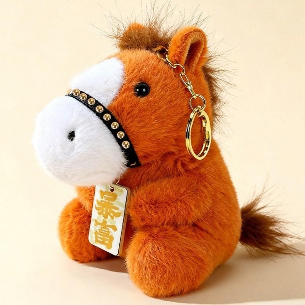 Cartoon Horse Year Key Ring 13cm Pony Pendant Portable Zodiac Pony Figurine Girls Accessories