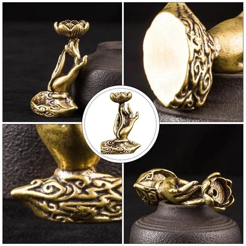 Retro smilkalų lazdelės žalvario arbatos ceremonijos ornamentai bergamotės atgalinio srauto variniai lotoso smilkalų degikliai budistų šventykla namų dekoras