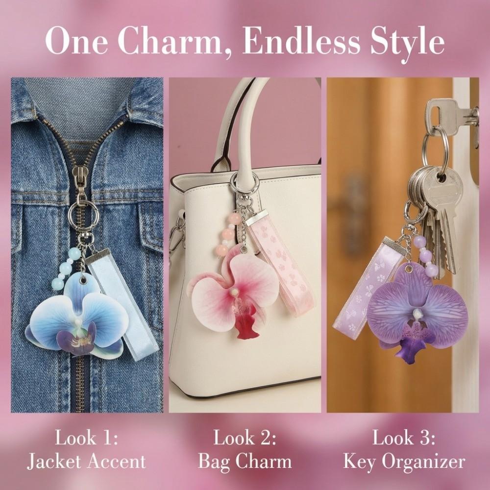 Mode Simulation Blume Orchidee Lilie Schlüsselanhänger Rucksack Dekoration Bunter Simulation Blume Schlüsselring Geschenke Blume Tasche Anhänger