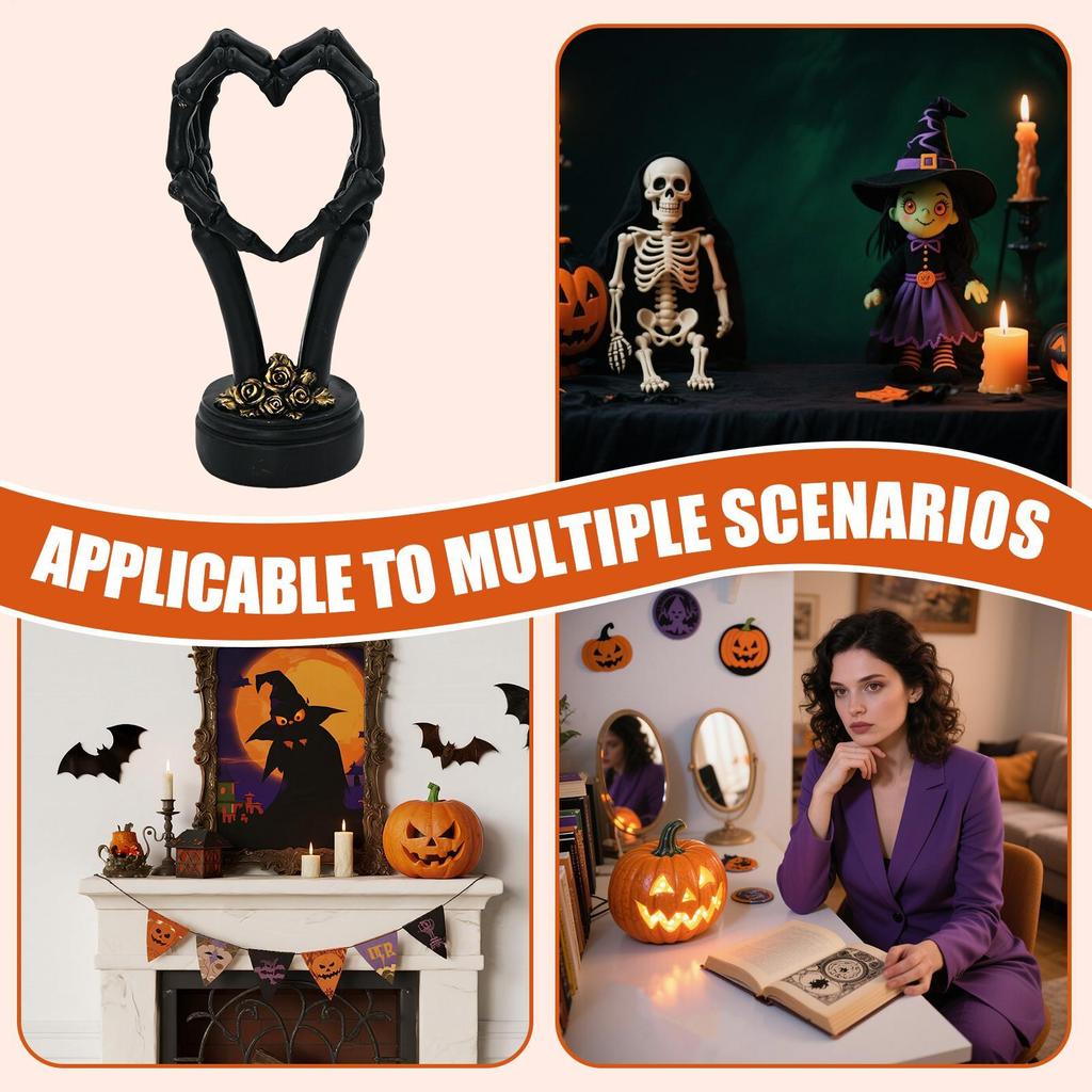 Skelett Herz Hand Figur Gotische Ästhetik Kreative Geste Schreibtisch Harzstatue Halloween Wohnzimmer- und Schlafzimmerdeko