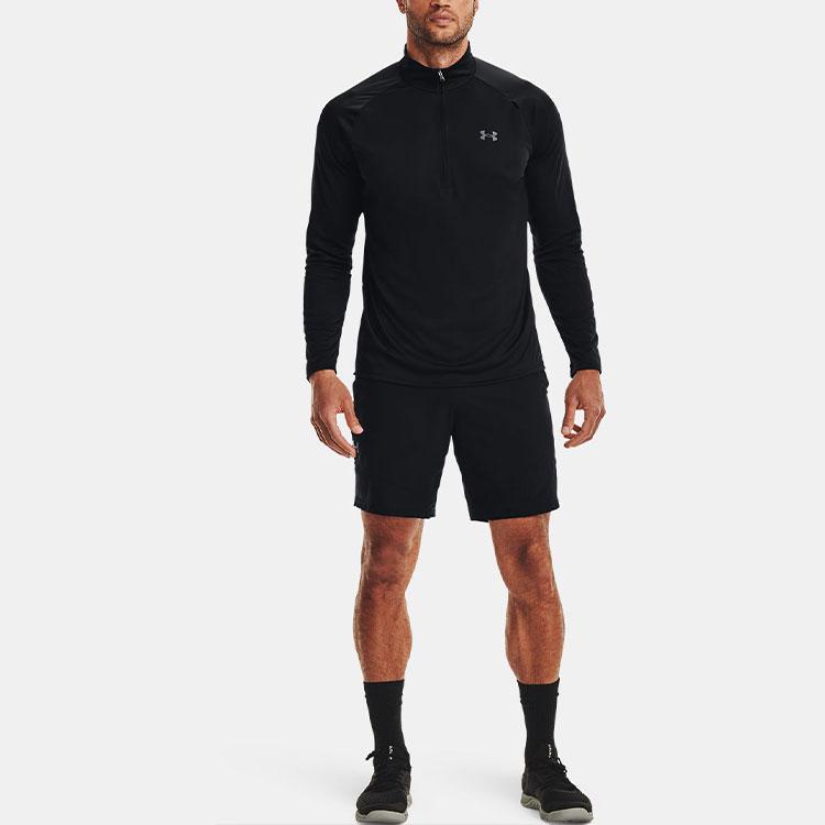 Under Armour Velocity 2.0 Casual Breathable Half-Zip Sports Long Sleeve T-Shirt Men Tops Black 1345712-001