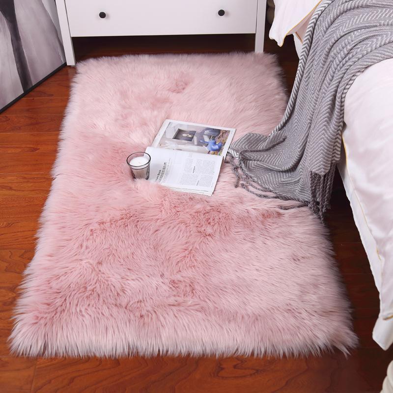 

Plush Faux Sheepskin Fur Rug For Bedroom Long Hair Bedside Mat White Anti Slip Floor Rugs Red Living Room Decorative Carpets 50x80cm