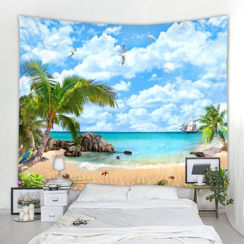 Tapestry ocean beach sea tropic