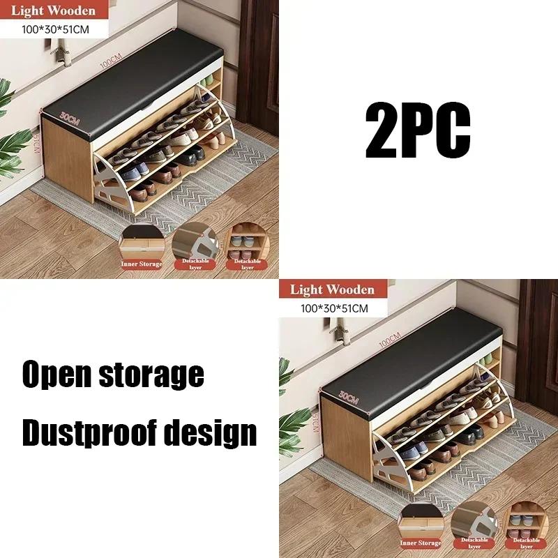 Convenient Shoe Changing Cabinet Integrated Entrance Shoe Bench Simple Solid Wood Shoe Cabinet Multi-layer Simple Shoe Cabinet