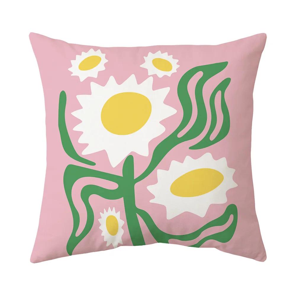 Pink Green Pillowcase 45x45cm Square Pillow Covers Art Drawing Series Pillow Cushion Cover Abstract Main Image Throw Pillow Case
