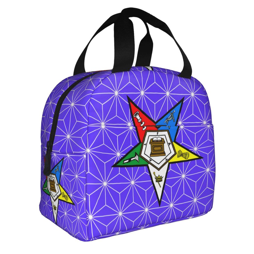 Order Of The Eastern Star Logo Thermal Insulated Lunch Bags Women  Portable Lunch Container for School Multifunction Food Box