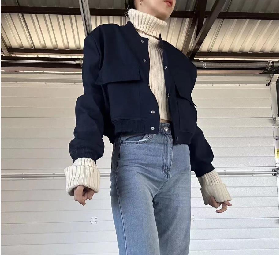 2023 Autumn Women's Fashion Casual Pocket Embellished Single-Breasted Outerwear Jacket