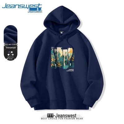 Jeanswest Herren Kapuzenpullover mit vergoldetem Landschaftsdruck