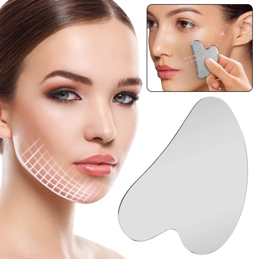 Face Guasha Scraper Stainless Steel Face Massage Tool Body Neck Back Stress Relief Beauty Tool Skin Scraping Lymph Detox Massage