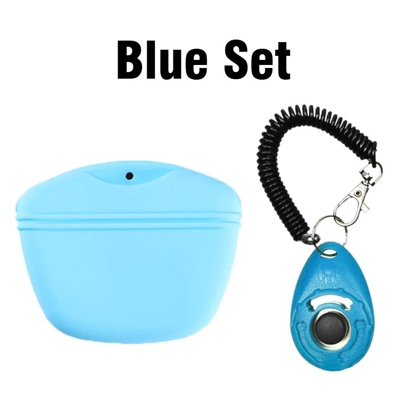 Dog Training Clicker With Silicone Treat Bag Portable Waterproof Waist Snack Pouch Magnetic Clip For Puppy Obedience Pet Training Accessories