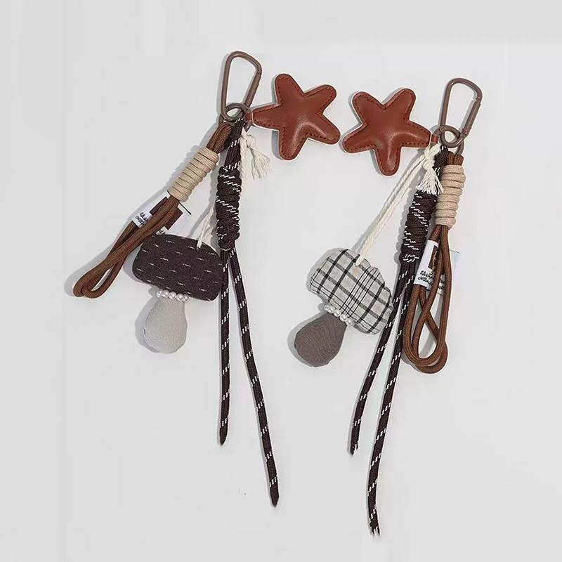 Yogodlns Bag Pendant Cartoon Nylon Woven Bag Accessories Star Mushroom Handbag Pendant For Women Gift