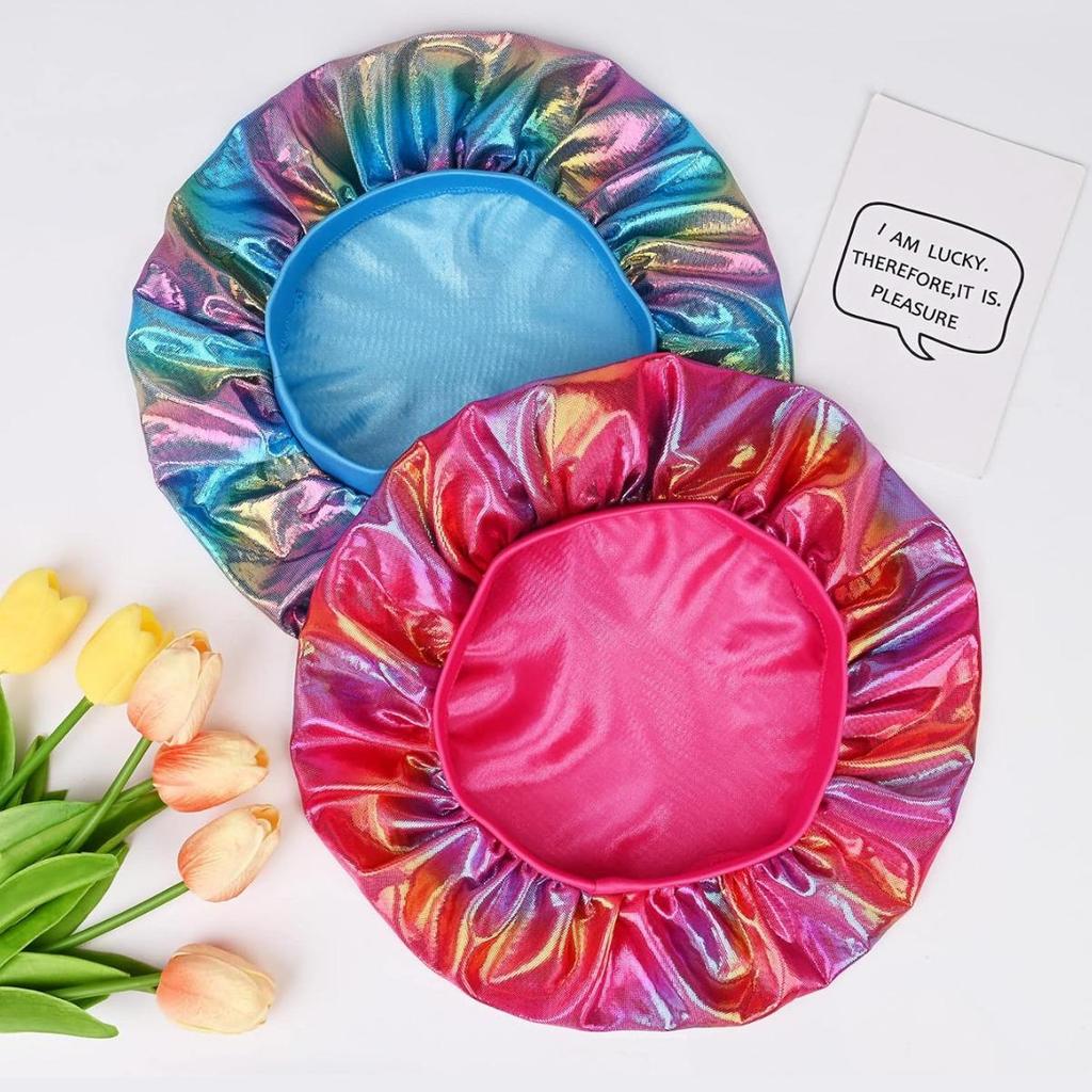 Children's Laser Elastic Sleeping Cap - Silk-Style Pull-On Bonnet