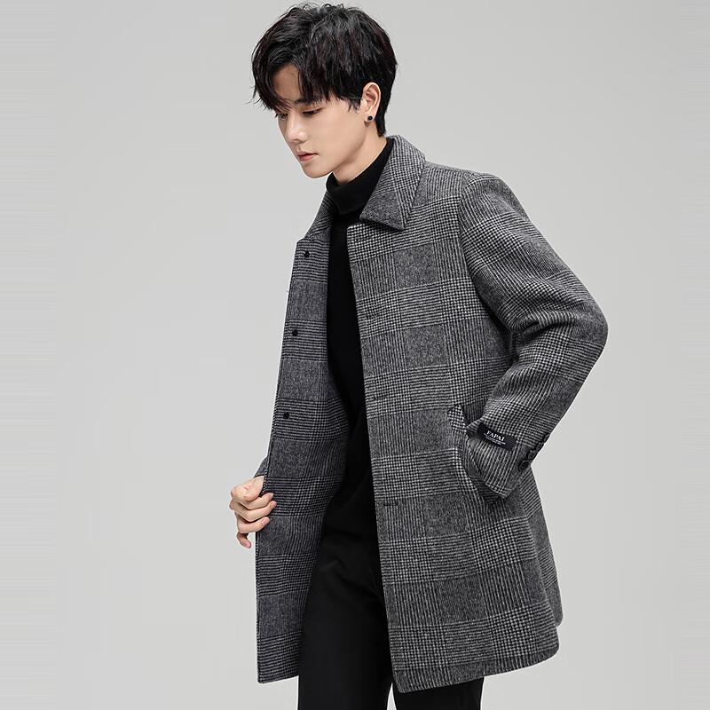 FAPAI Men's Mid-Length 2-in-1 Down & Double-Faced Wool Coat