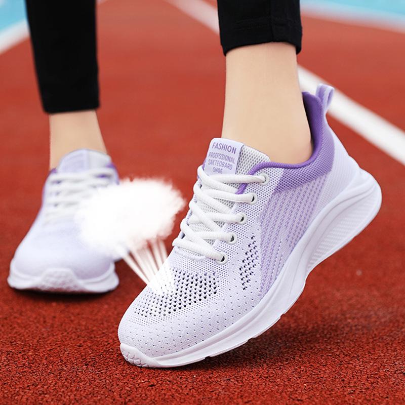 Jinjiang Women's Shoes Spring and Summer Mesh Breathable Sports Shoes Lightweight Student Running Shoes Women's Black Casual Travel Shoes