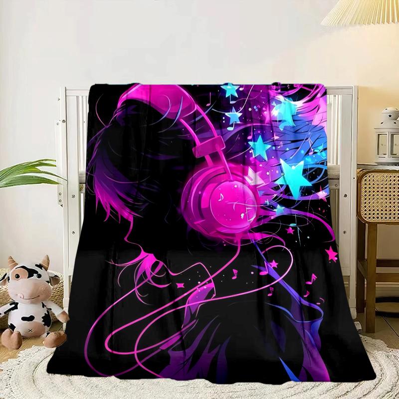 Music Waves Headphones Blanket Flannel Blanket Throw Blanket Sofa Cover Blanket Soft Premium Blanket Picnic Blanket Tv Blanket Gifts