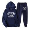 Mens Hoodie Sweatshirt Set 2 Piece Casual Sportswear Fashion Print Tracksuit Teens Youth