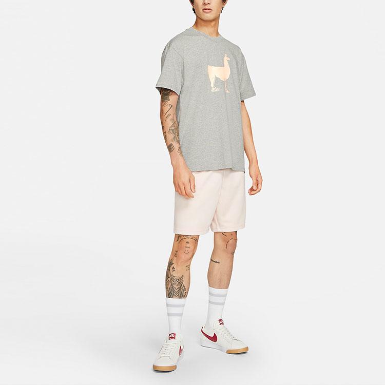 Nike Sb Alpaca Print Skateboarding Loose Knit Short Sleeve T-Shirt Men Tops Grey DD1299-063
