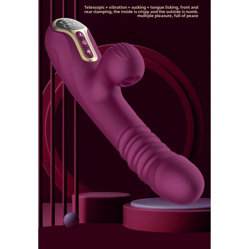 Multi-functional Telescopic Vibrator Intelligent Display Fast Piston Heating Sucking Tongue Licking Masturbator