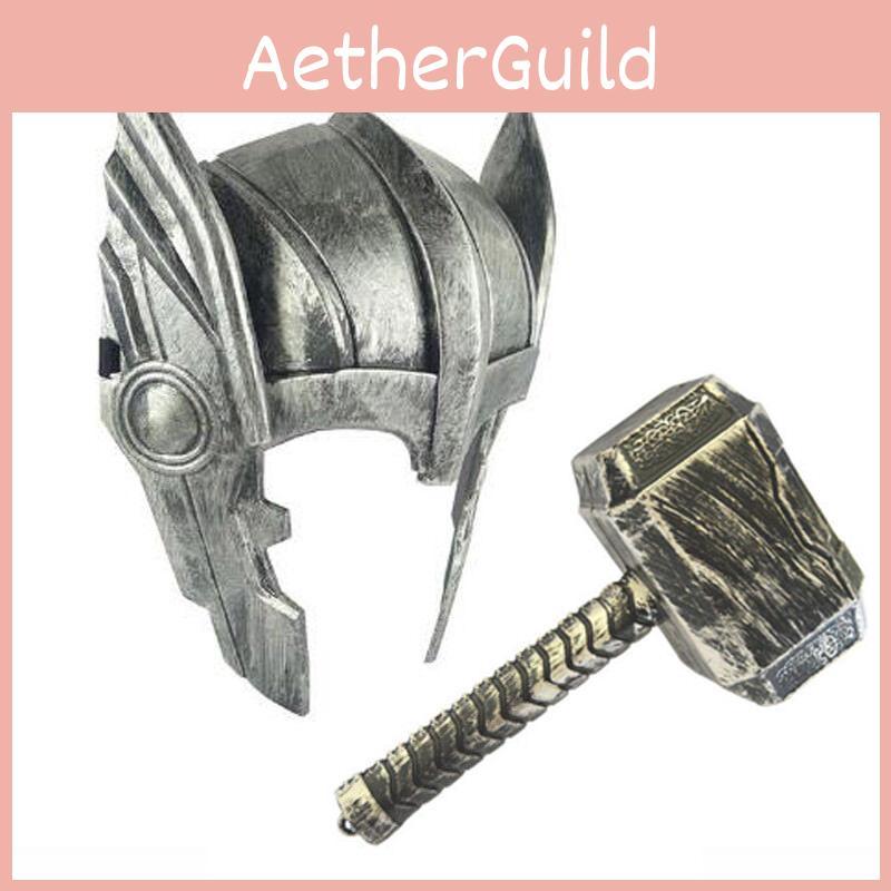Hammer Thor Custome Helmet Mask Kids Cosplay Toys Action Figure Light Without
