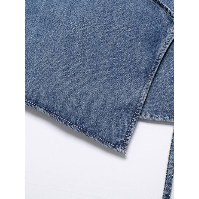 Kaslead New Arrival Women's Clothing Fashion Style Fashion Denim Hanging Collar Double Breasted Tops 5520041 400