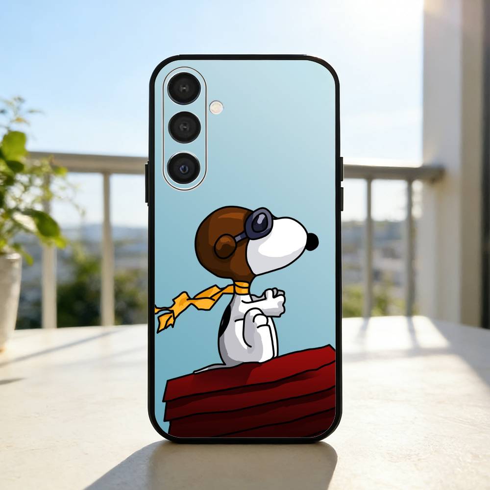 Cute S-Snoopy D-Dog Phone Case For Samsung A73,72,71,A52,51,40,41,A22,A32,31,A13, Soft Black Shell