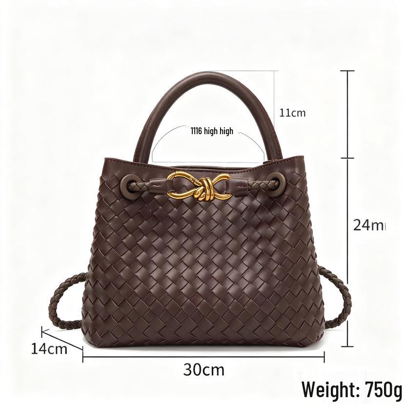 2025 Large Capacity Metal Buckle Woven Tote Bag - Women's Shoulder & Crossbody Fashion Handbag