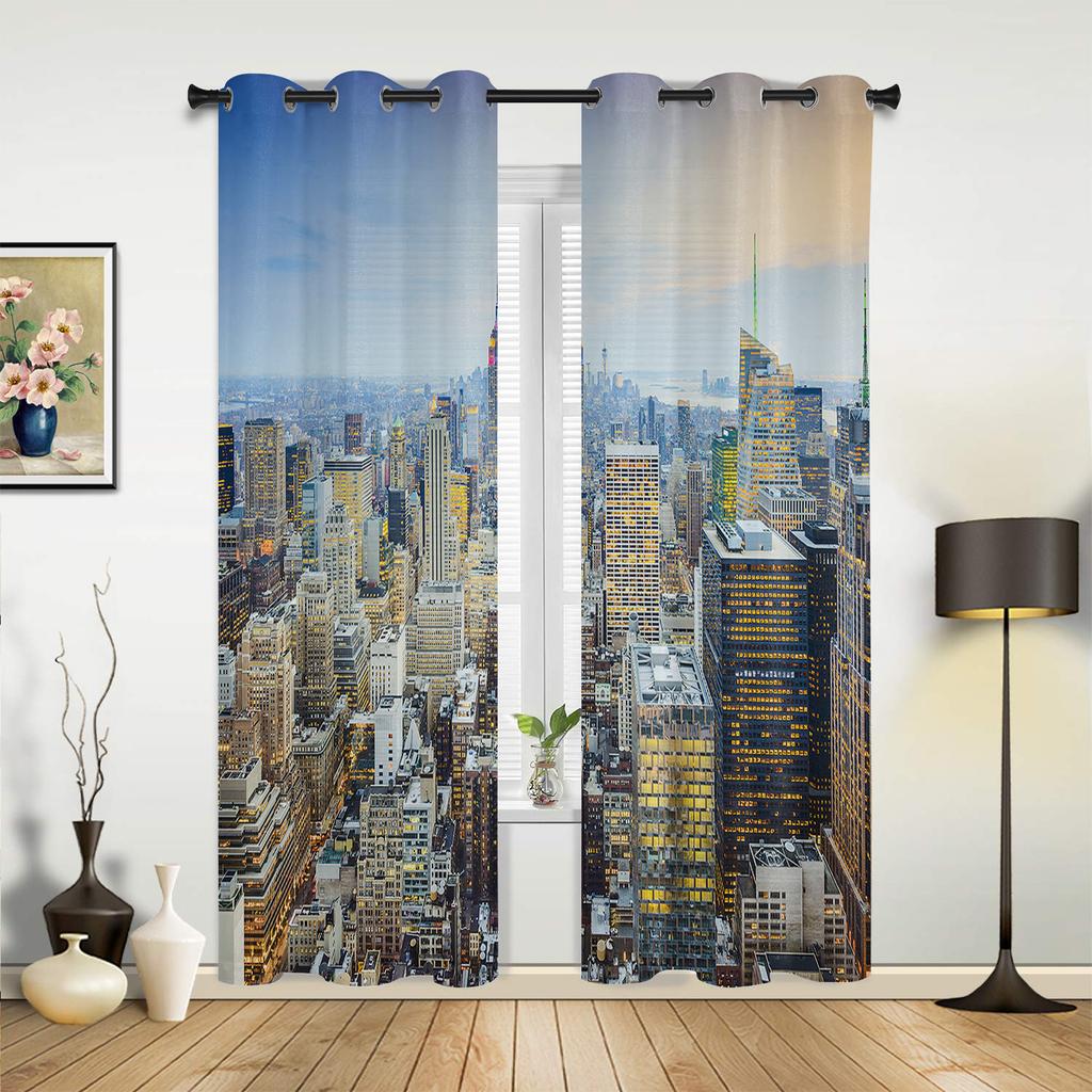New York City Buildings Window Curtain Bedroom Living Room Window Drapes Kitchen Decoration Blinds Curtain
