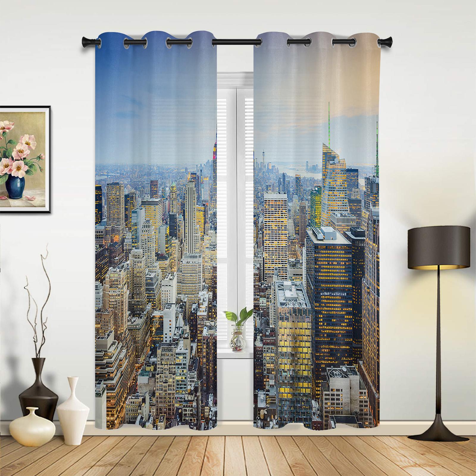 Нью-Йорк Здания Оконные Занавески Спальня Гостиная Оконные Шторы Кухня Украшения Жалюзи — фото 3