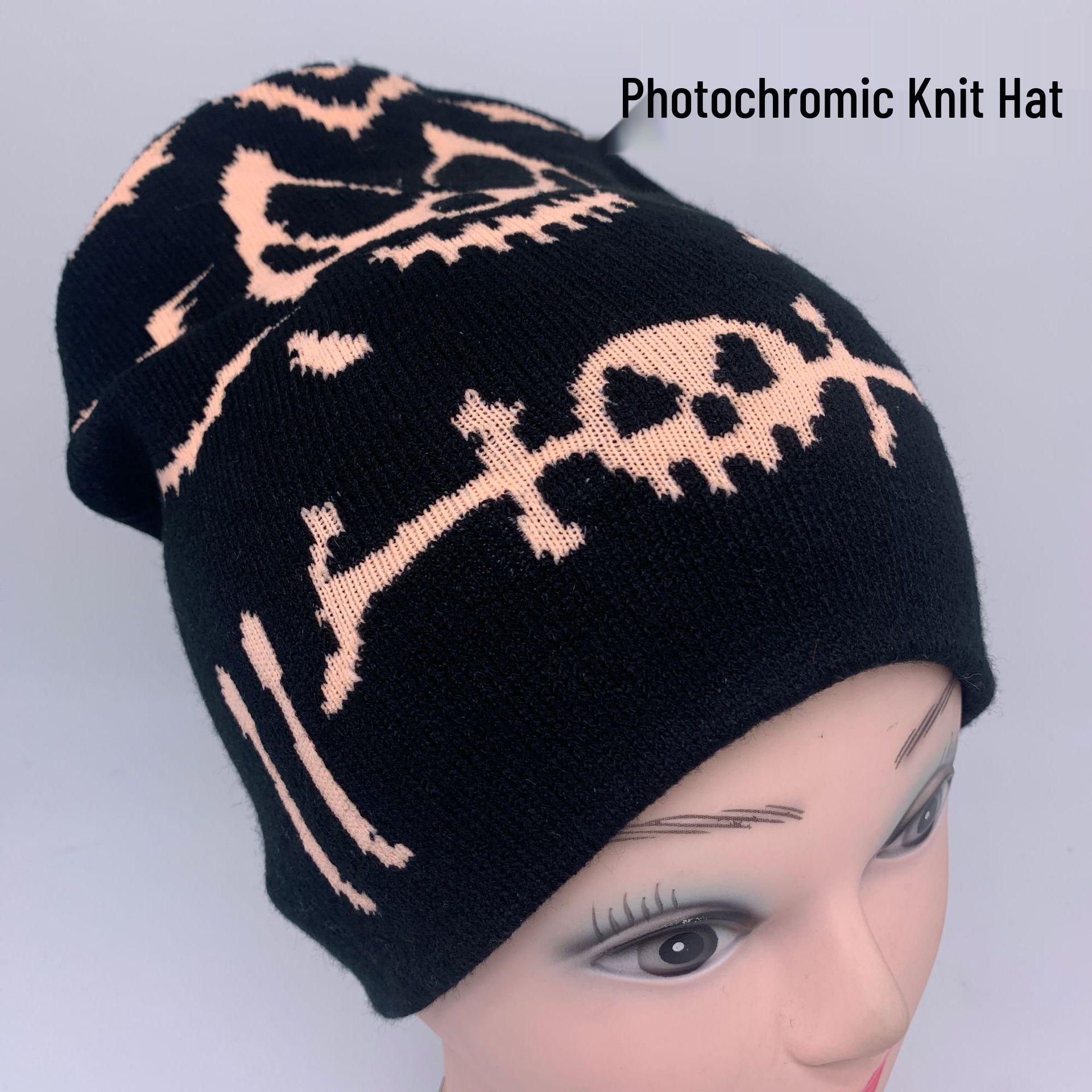 Men s Large UV Color-Changing Photochromic Knit Hat - Warm Winter Hat for 2025 One Size чёрный